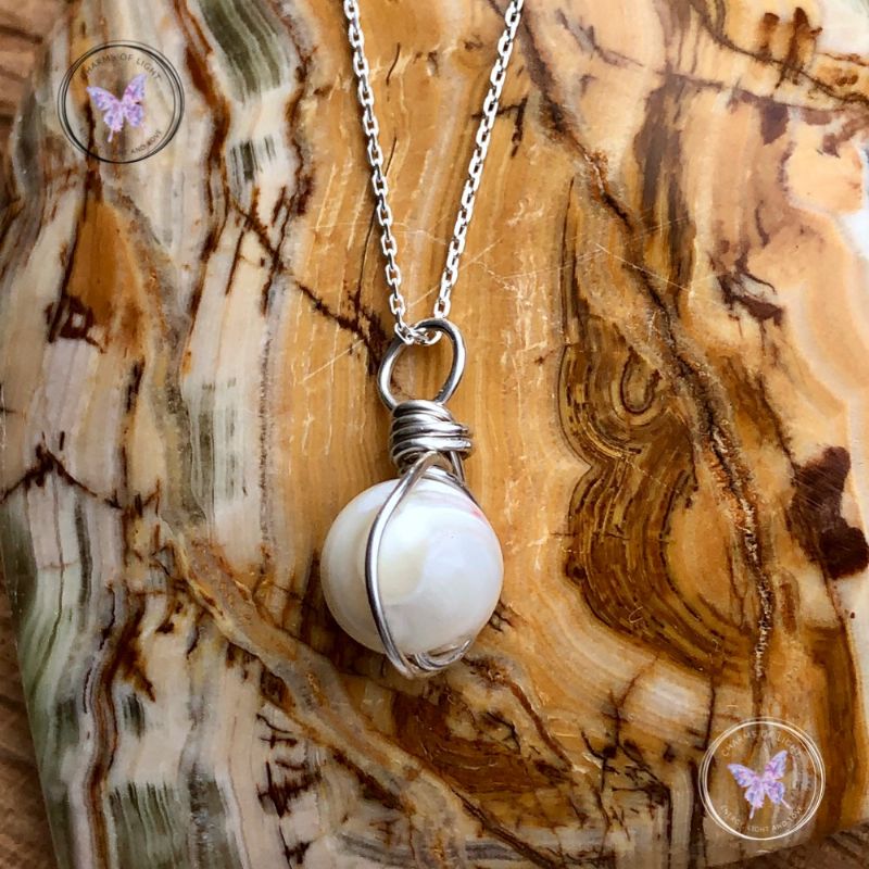 Mother Of Pearl Wire Wrapped Pendant